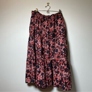 Anthropologie Floral Maxi Skirt in Red and Black